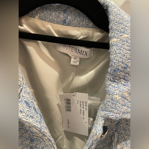 Intermix Alyssa Tweed Cotton Blue Cropped Jacket Size P NWT - Picture 6 of 8